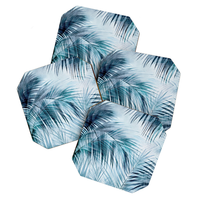Blue Hour Tropical Retreat Palm Jungle Blue Coaster Gallery Image 1