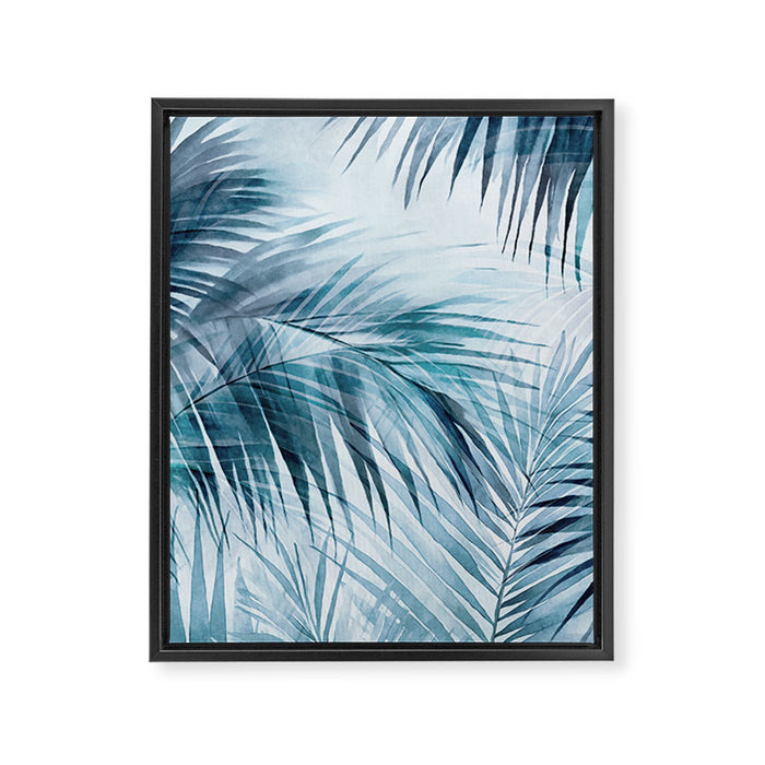 Blue Hour Tropical Retreat Palm Jungle Blue Framed Canvas Print Gallery Image 1
