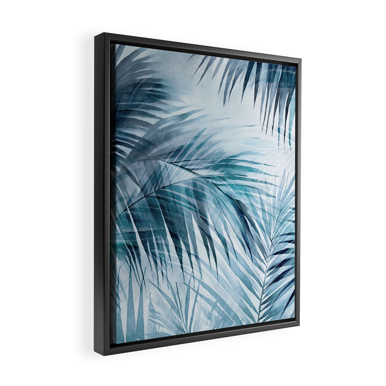 Blue Hour Tropical Retreat Palm Jungle Blue Framed Canvas Print Gallery Image 2