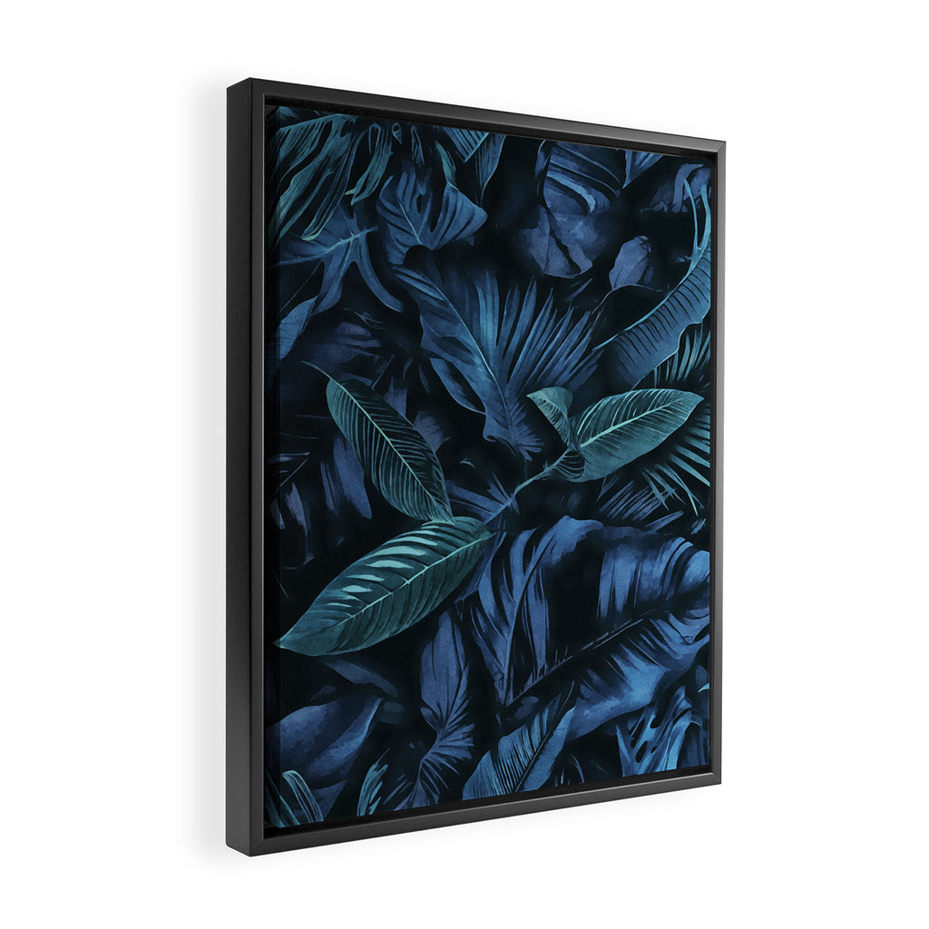 Blue Midnight Jungle Tropical Escape Framed Canvas Print Gallery Image 2