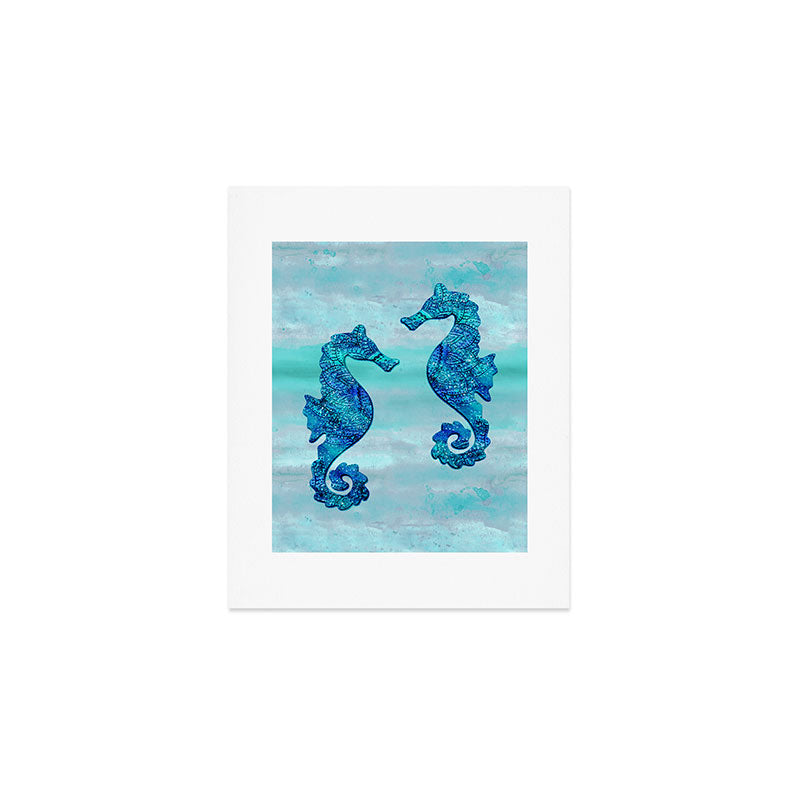 Blue Seahorse Couple Underwater Art Print Gallery Image 1