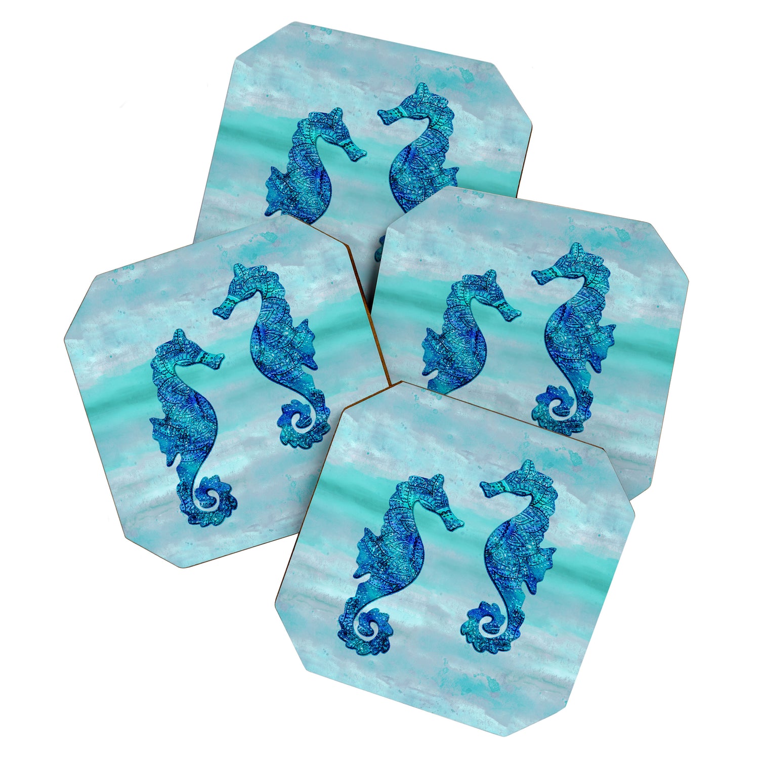 Blue Seahorse Couple Underwater Coaster Gallery Image 1