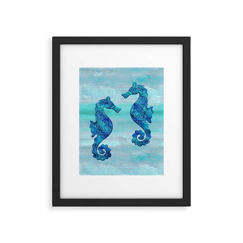 Blue Seahorse Couple Underwater Framed Art Print Gallery Image 6