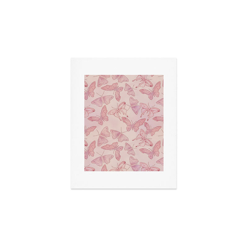 Butterfly Pattern soft pink pastel Art Print Gallery Image 1