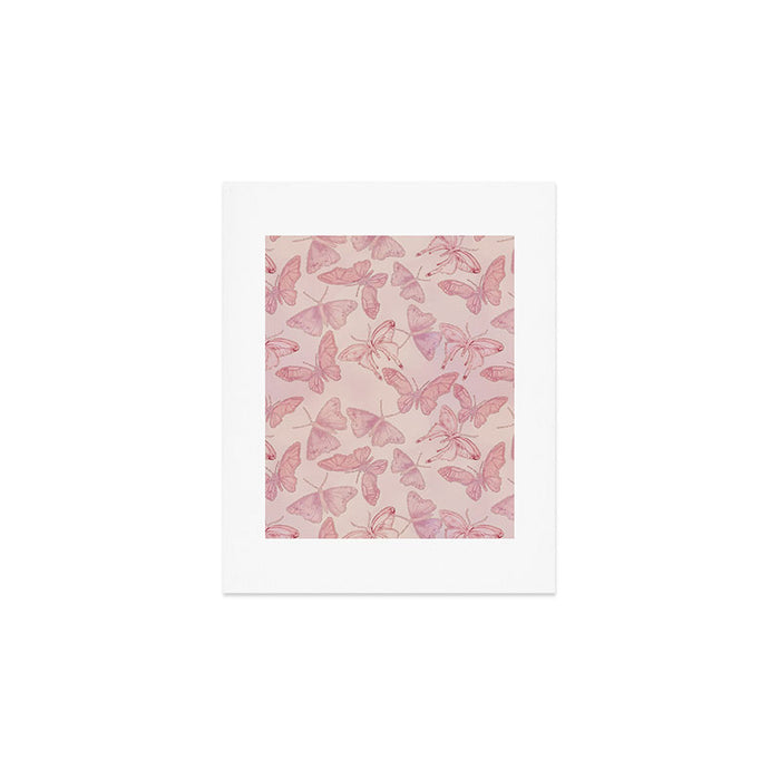 Butterfly Pattern soft pink pastel Art Print Gallery Image 1