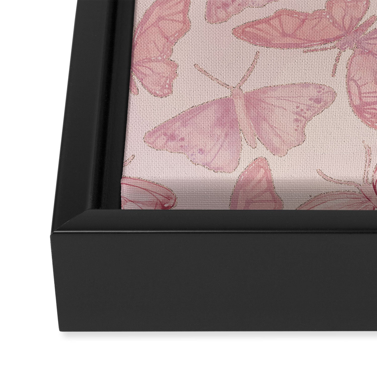 Butterfly Pattern soft pink pastel Framed Canvas Print Gallery Image 3