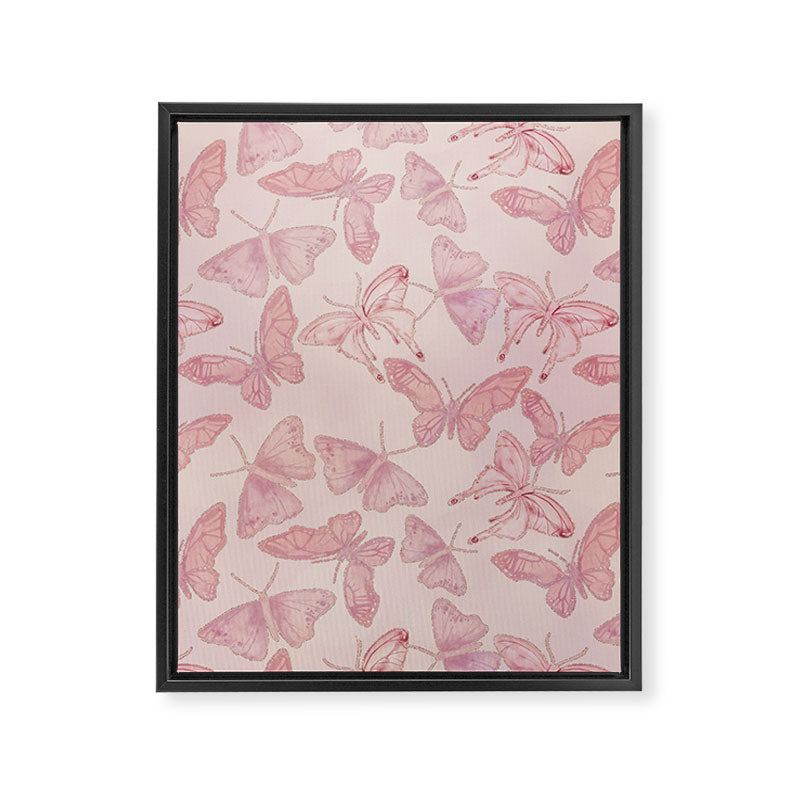 Butterfly Pattern soft pink pastel Framed Canvas Print Gallery Image 8