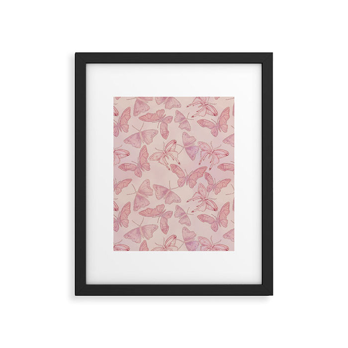 Butterfly Pattern soft pink pastel Framed Art Print Gallery Image 1