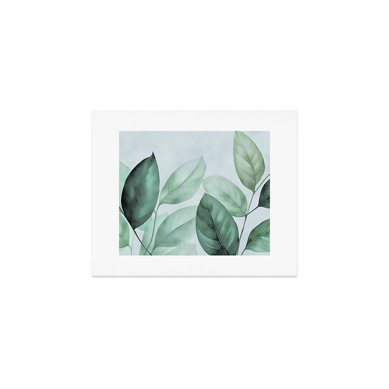 Calm Emerald Foliage Gentle Green Leaves Art Print Gallery Image 1