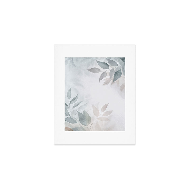 Calm Foliage Pastel Watercolor Minimalist Botanical Art Art Print Gallery Image 1