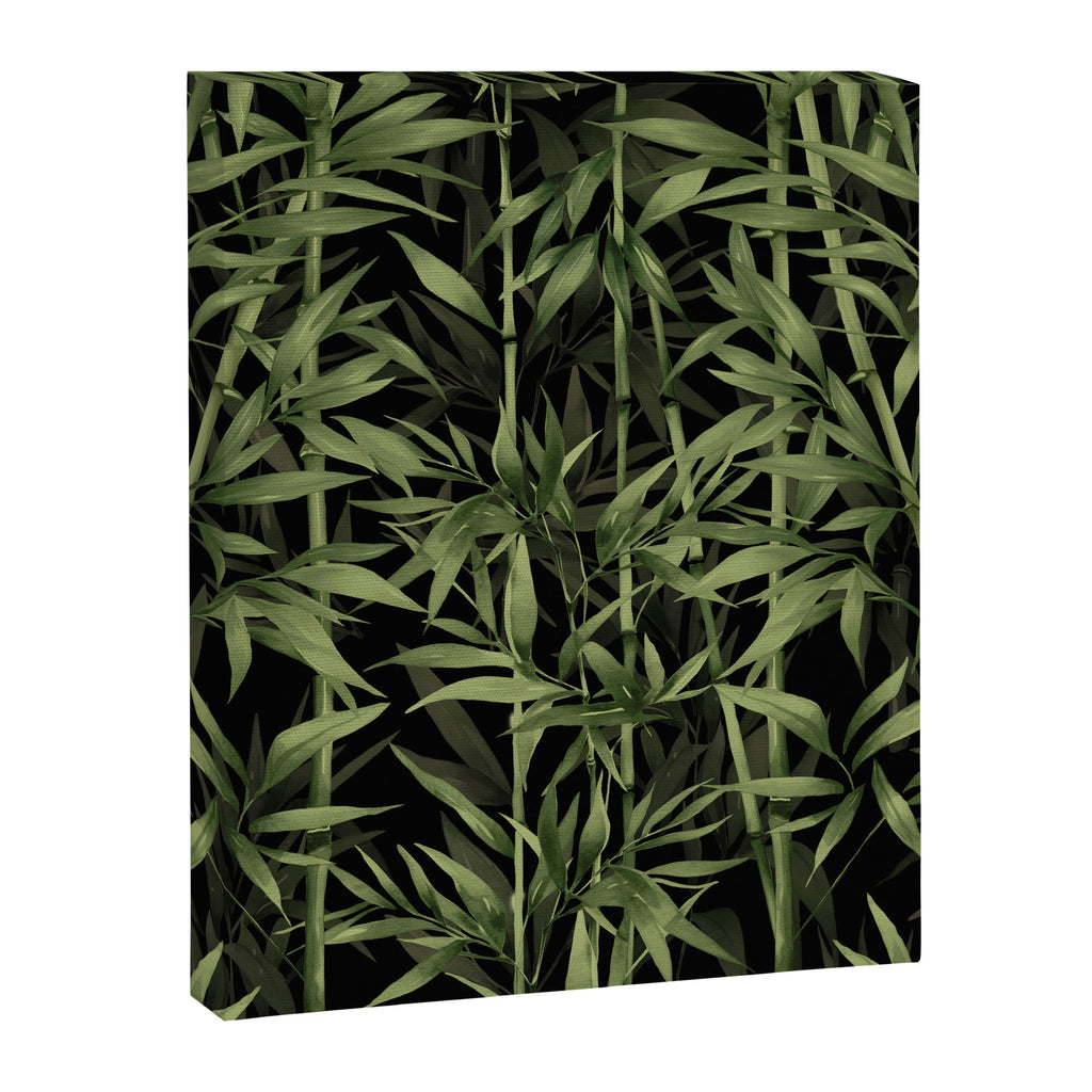 Calm Nature Beauty Bamboo Botanical Watercolor Art Black Canvas Print Gallery Image 6