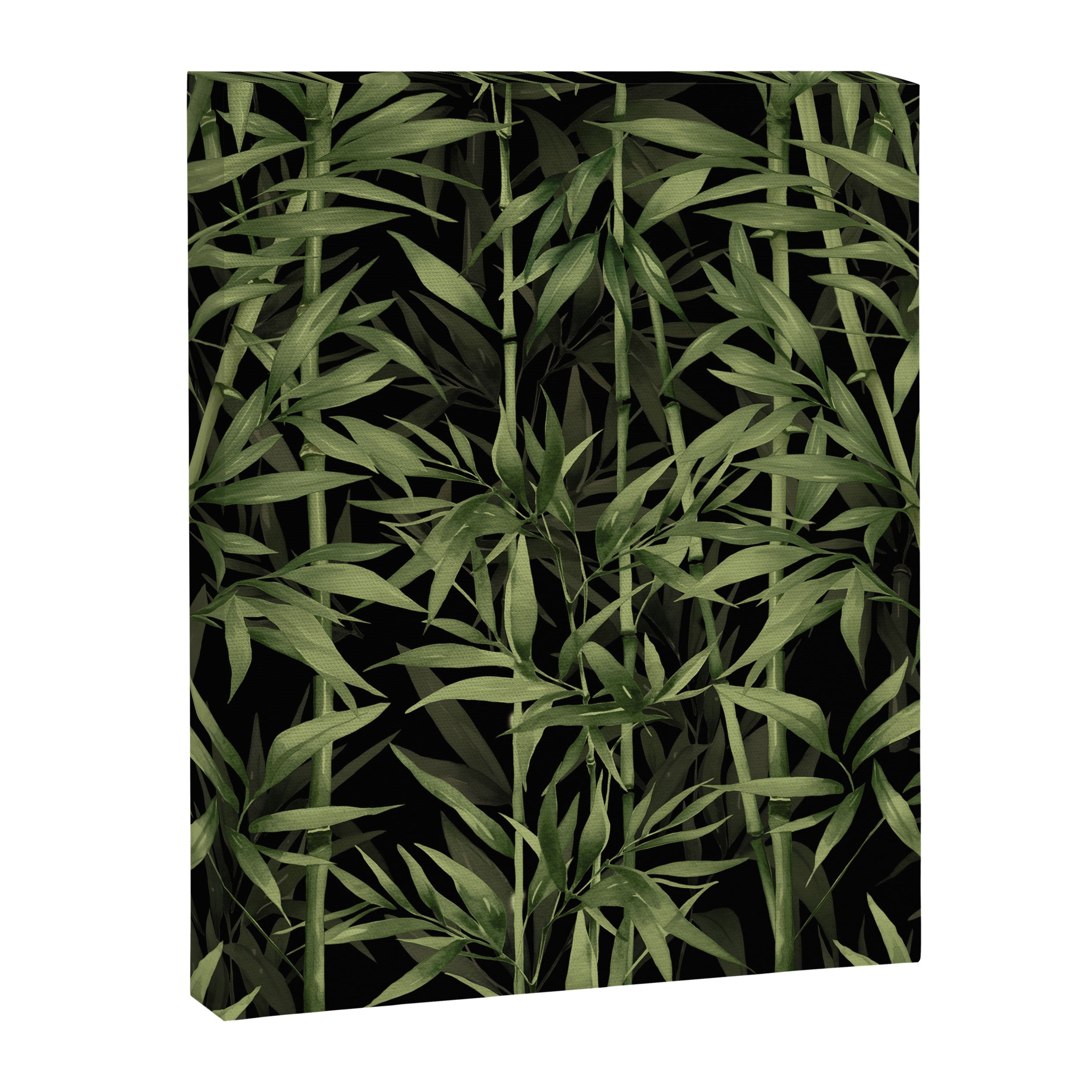 Calm Nature Beauty Bamboo Botanical Watercolor Art Black Canvas Print Gallery Image 6