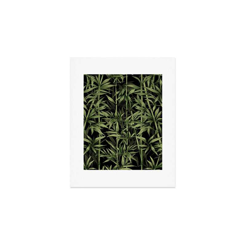 Calm Nature Beauty Bamboo Botanical Watercolor Art Black Art Print Gallery Image 1