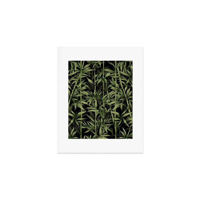Calm Nature Beauty Bamboo Botanical Watercolor Art Black Art Print Gallery Image 1