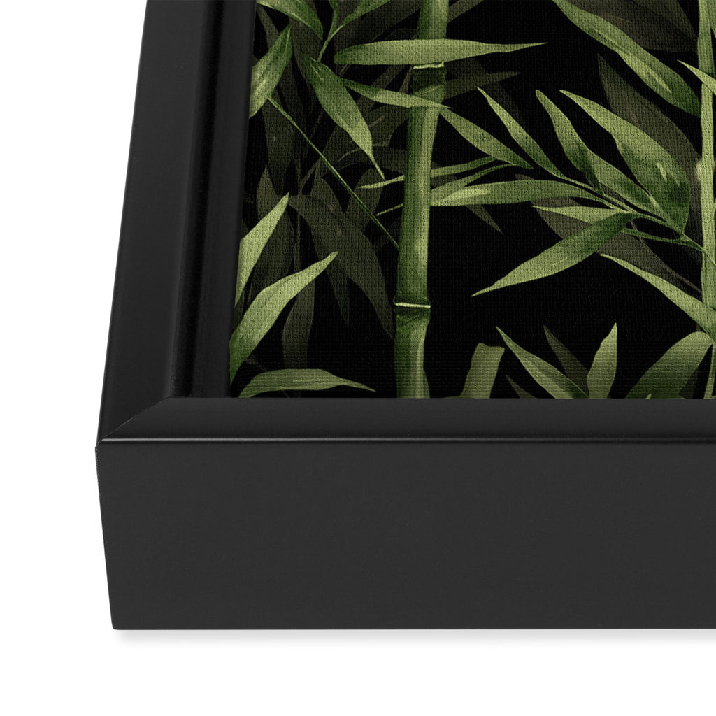 Calm Nature Beauty Bamboo Botanical Watercolor Art Black Framed Canvas Print Gallery Image 3
