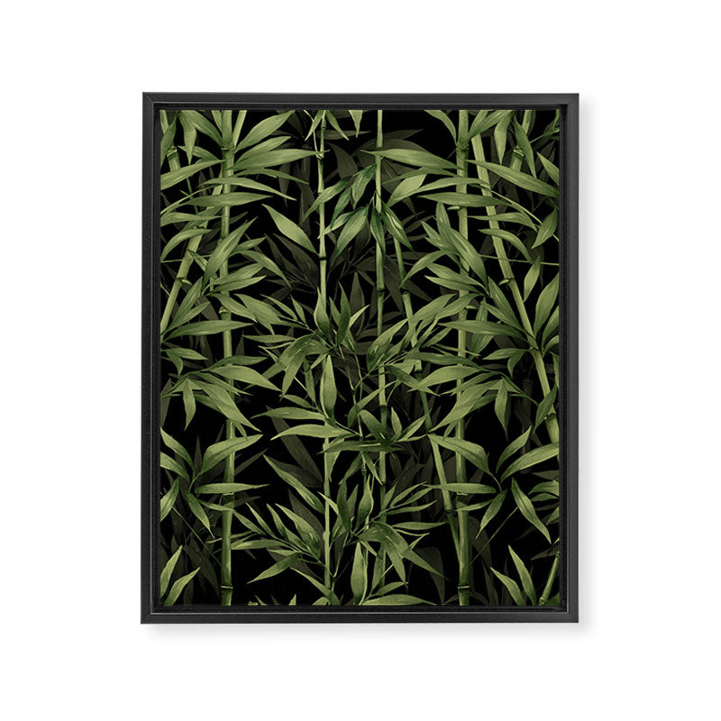 Calm Nature Beauty Bamboo Botanical Watercolor Art Black Framed Canvas Print Gallery Image 6