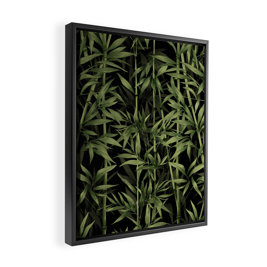 Calm Nature Beauty Bamboo Botanical Watercolor Art Black Framed Canvas Print Gallery Image 2
