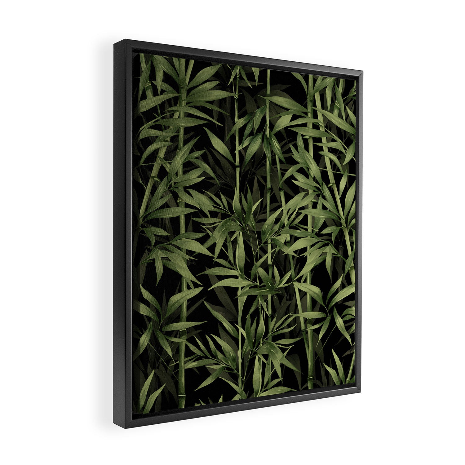 Calm Nature Beauty Bamboo Botanical Watercolor Art Black Framed Canvas Print Gallery Image 2