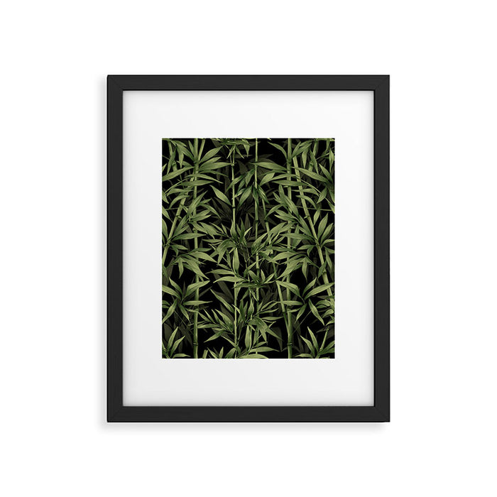 Calm Nature Beauty Bamboo Botanical Watercolor Art Black Framed Art Print Gallery Image 1