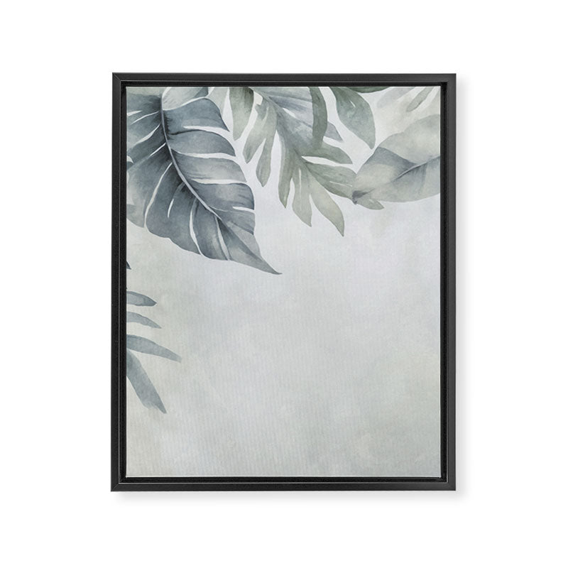 Calm Tropical Foliage Pastel Teal And Grey Framed Canvas Print Gallery Image 6