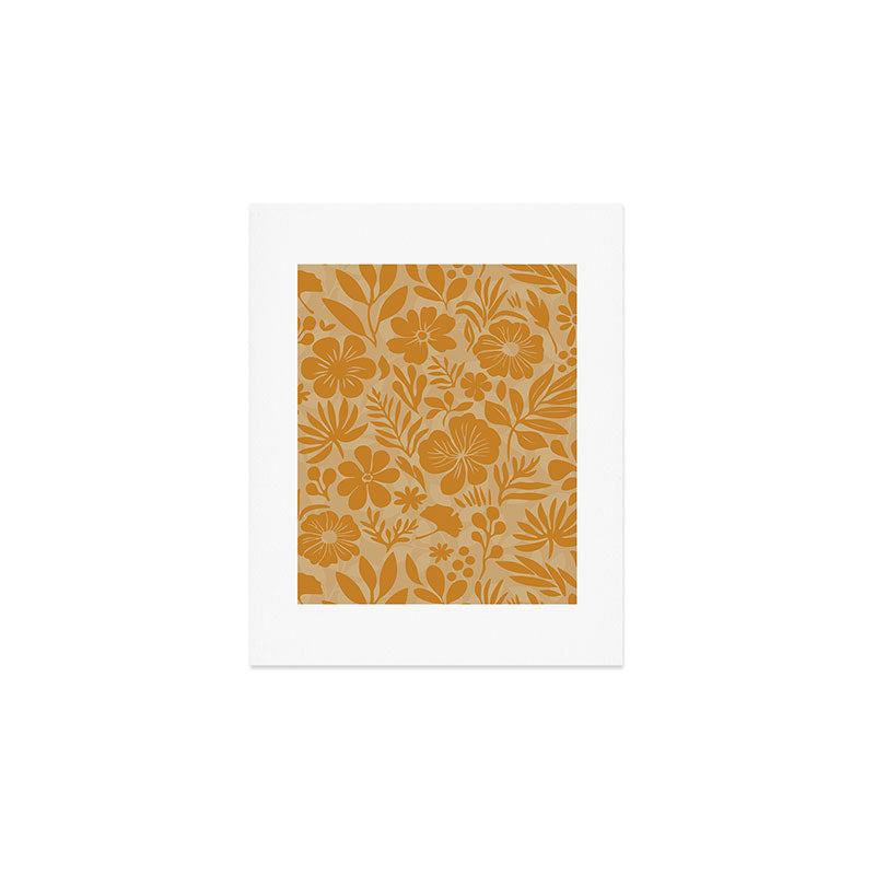 Charming Flower Shapes Amber Marigold Art Print Gallery Image 1