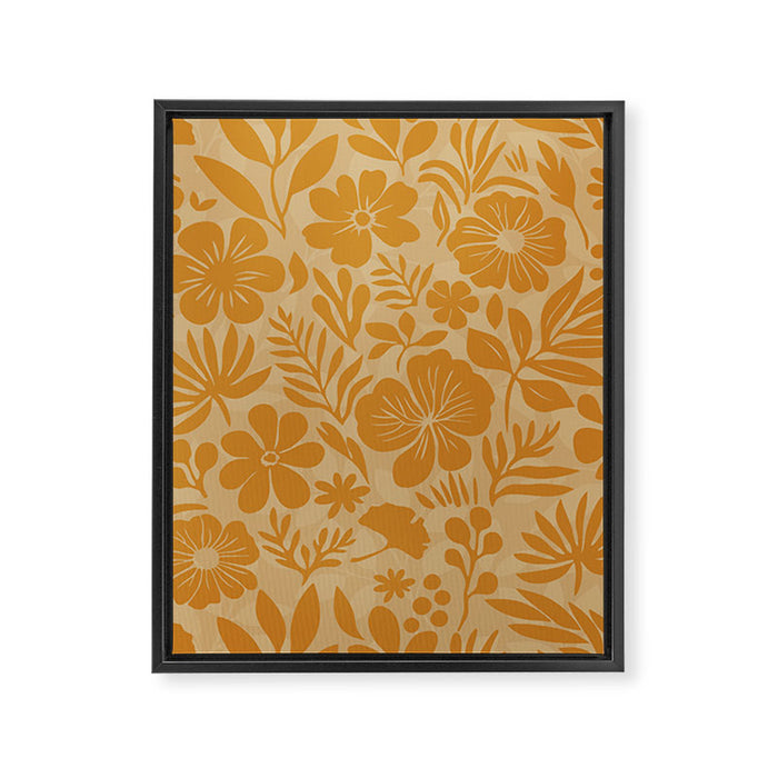 Charming Flower Shapes Amber Marigold Framed Canvas Print Gallery Image 1