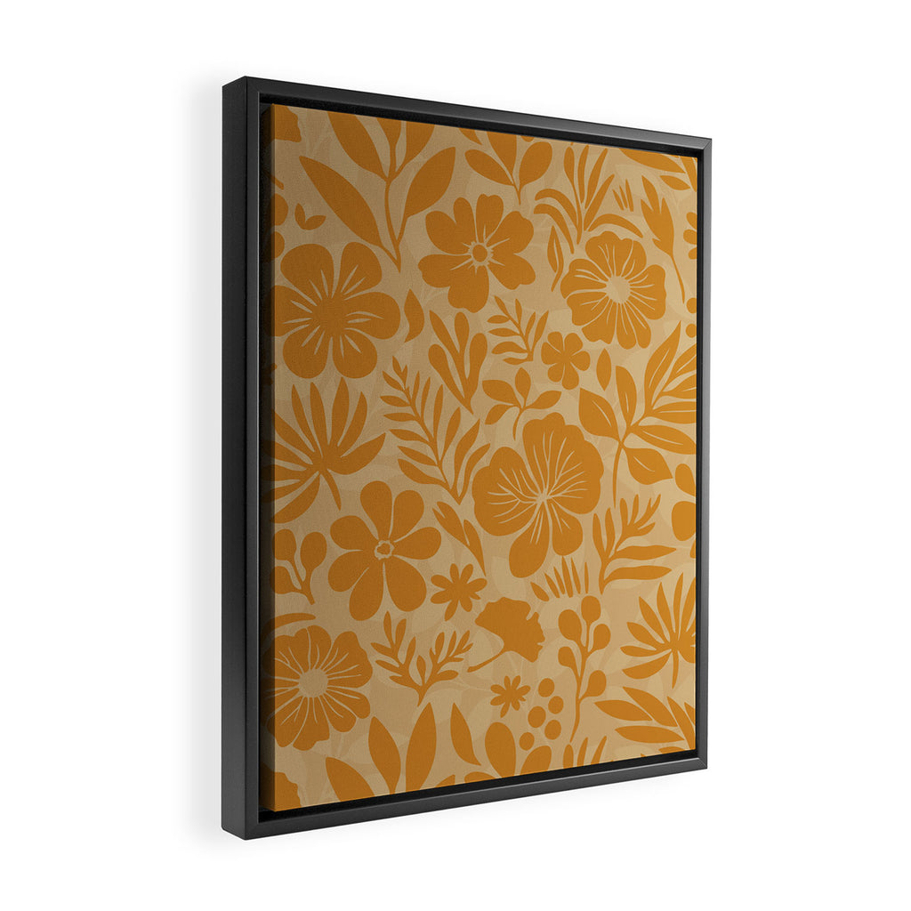 Charming Flower Shapes Amber Marigold Framed Canvas Print Gallery Image 2