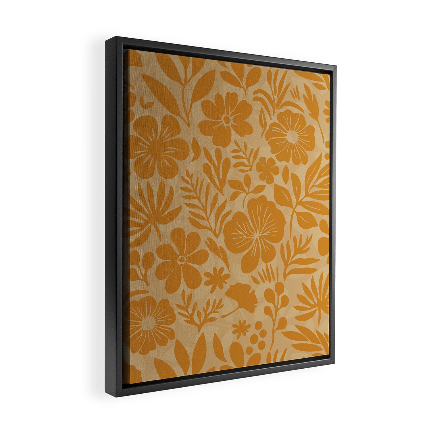 Charming Flower Shapes Amber Marigold Framed Canvas Print Gallery Image 2