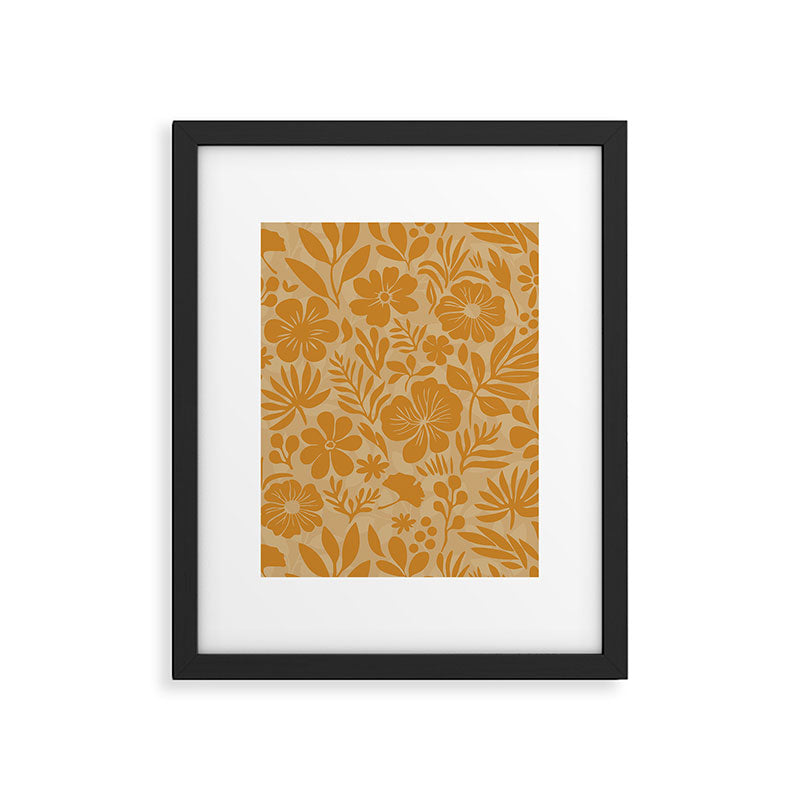 Charming Flower Shapes Amber Marigold Framed Art Print Gallery Image 5