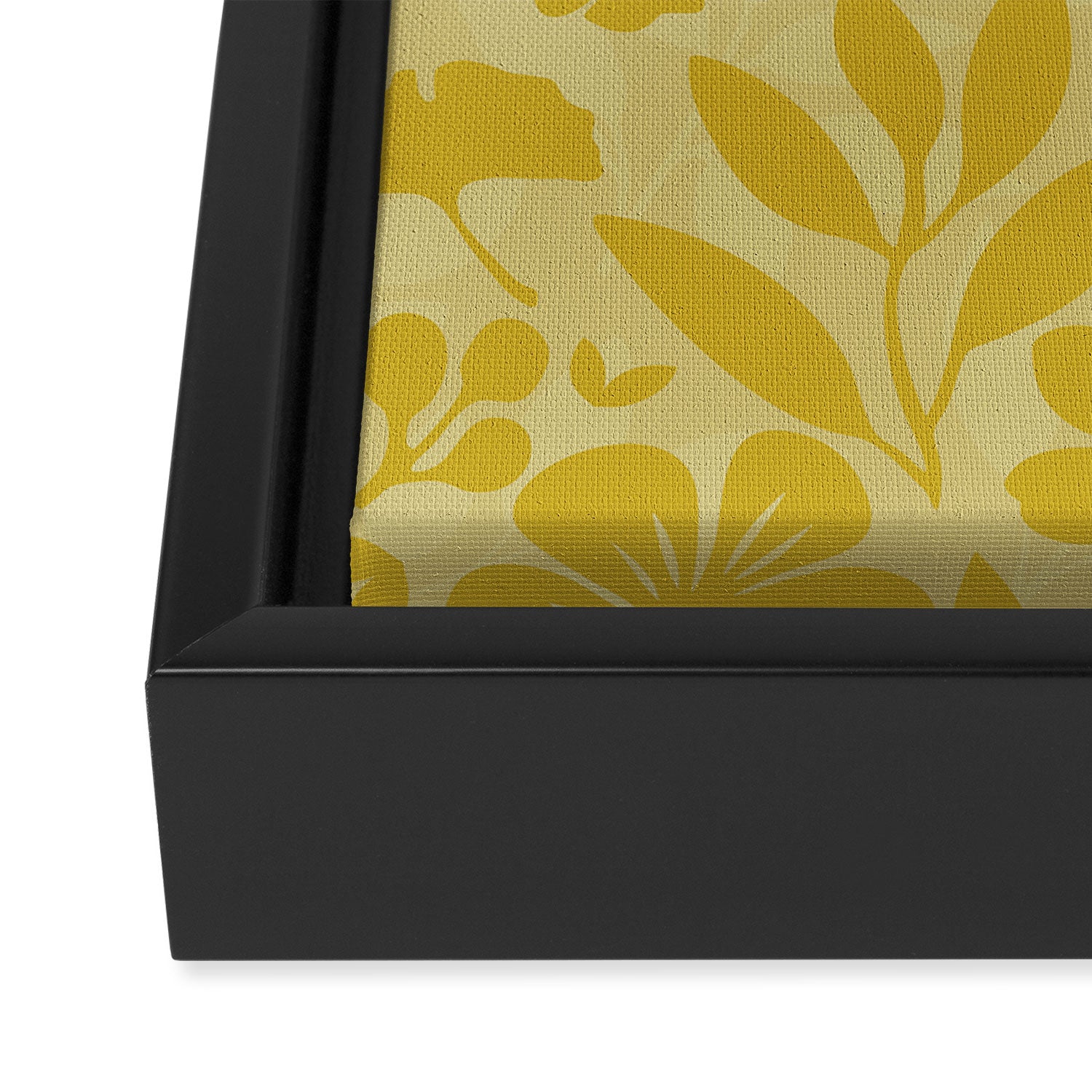 Charming Flower Shapes Warm Sunny Yellow Framed Canvas Print Gallery Image 3