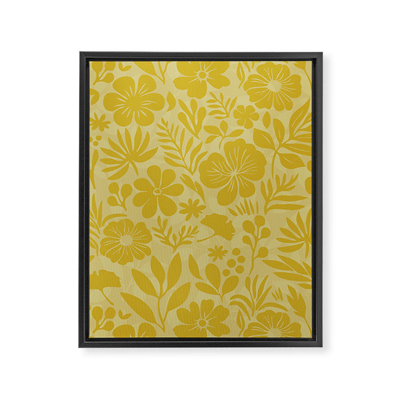 Charming Flower Shapes Warm Sunny Yellow Framed Canvas Print Gallery Image 6