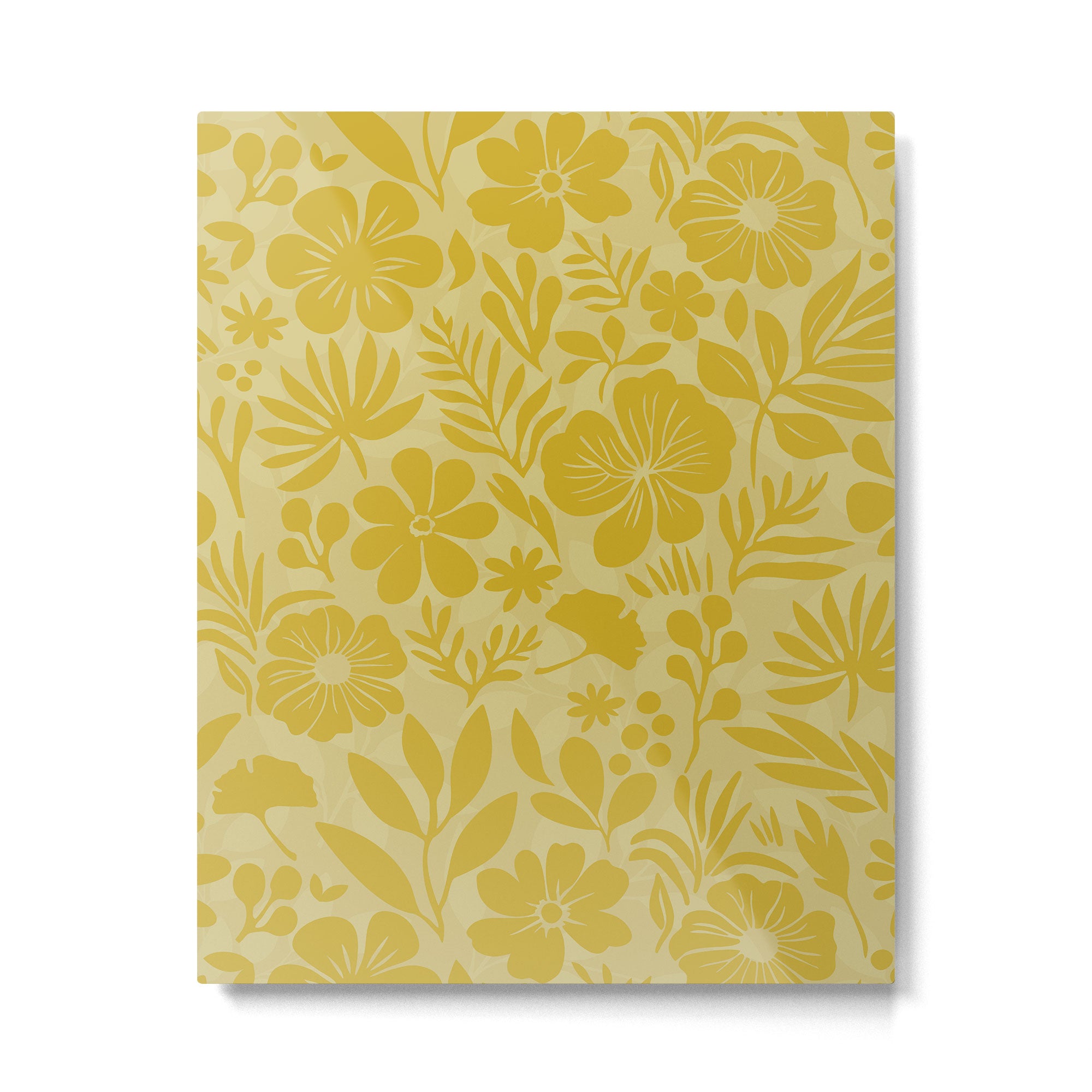 Charming Flower Shapes Warm Sunny Yellow Metal Print Gallery Image 4