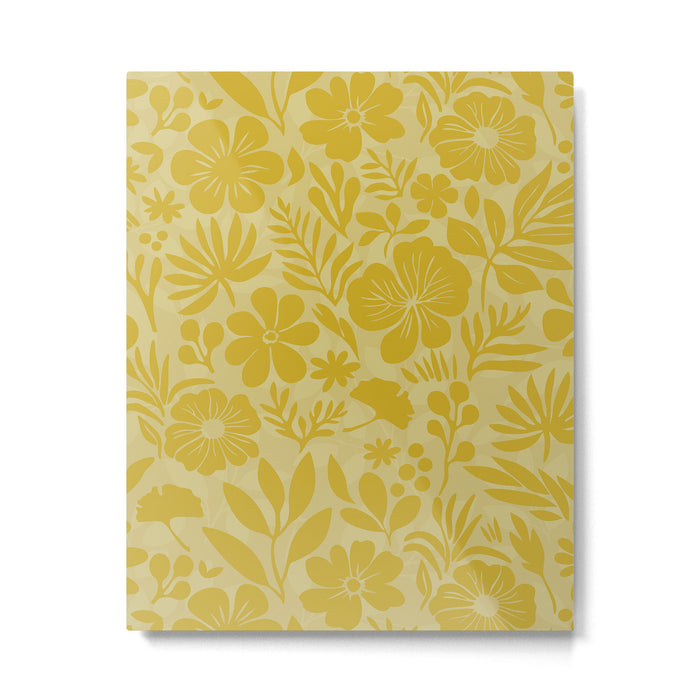 Charming Flower Shapes Warm Sunny Yellow Metal Print Gallery Image 1