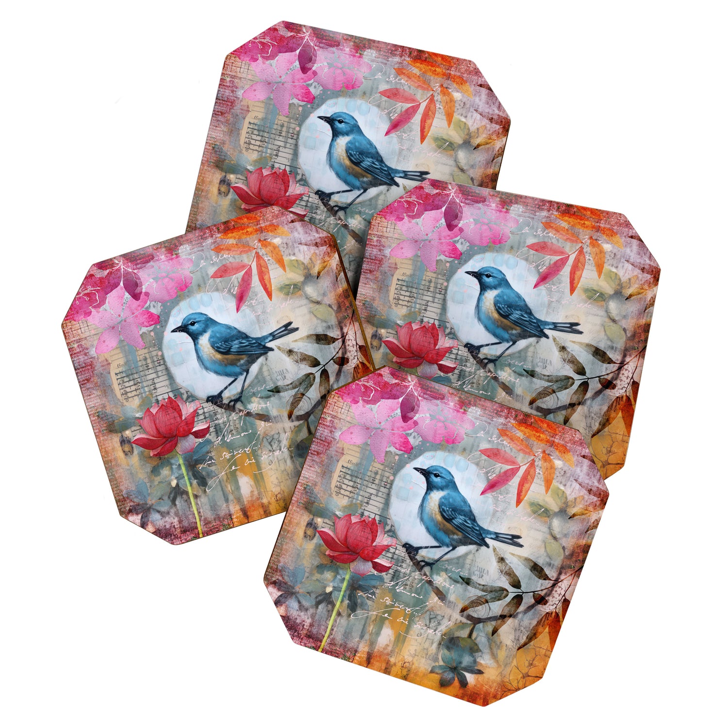Colorful Bird Garden Indian Summer Flora Coaster Gallery Image 1