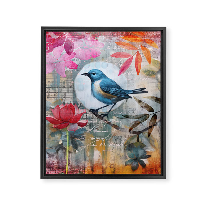 Colorful Bird Garden Indian Summer Flora Framed Canvas Print Gallery Image 1