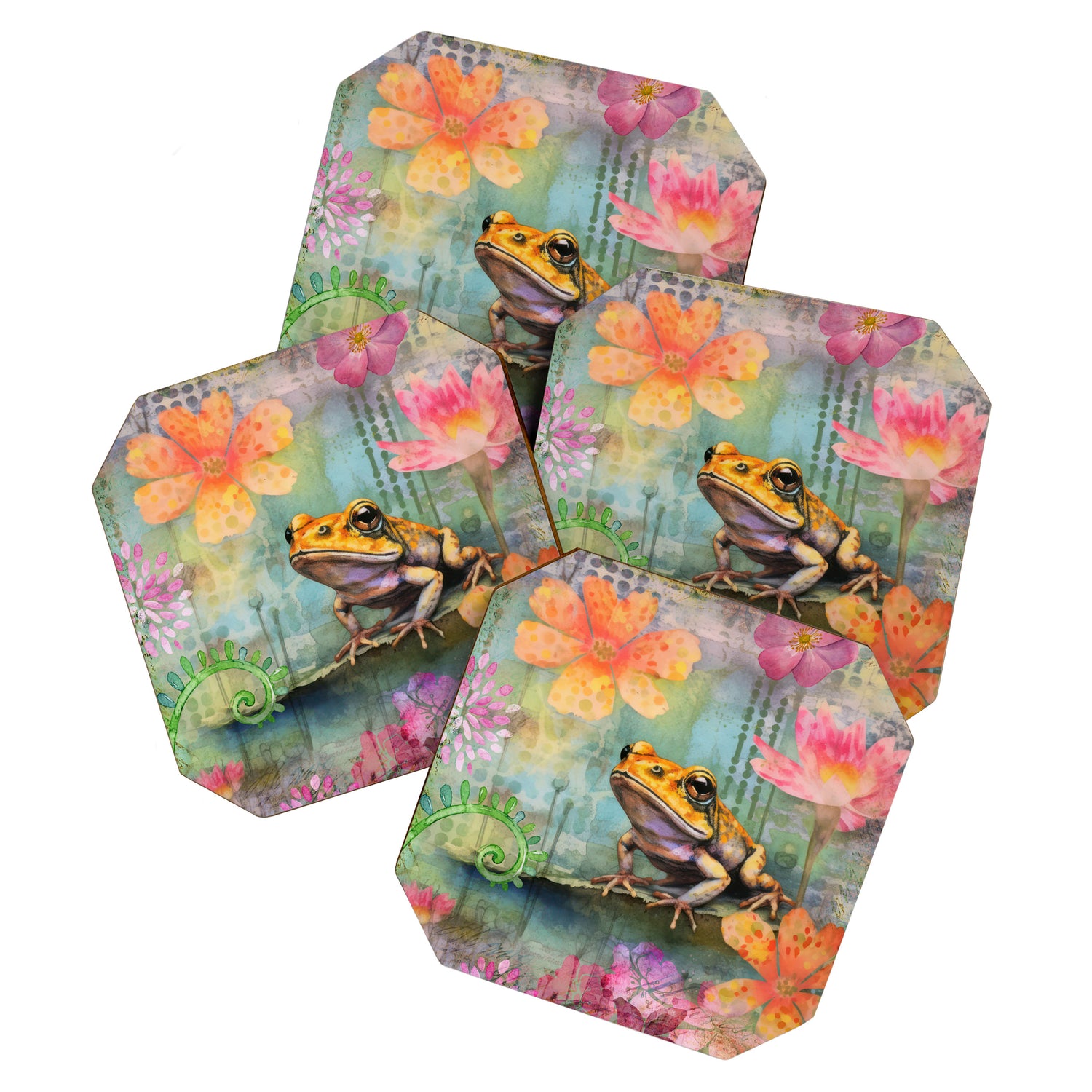 Colorful Frog Garden Indian Summer Flora And Wildlife Coaster Gallery Image 1