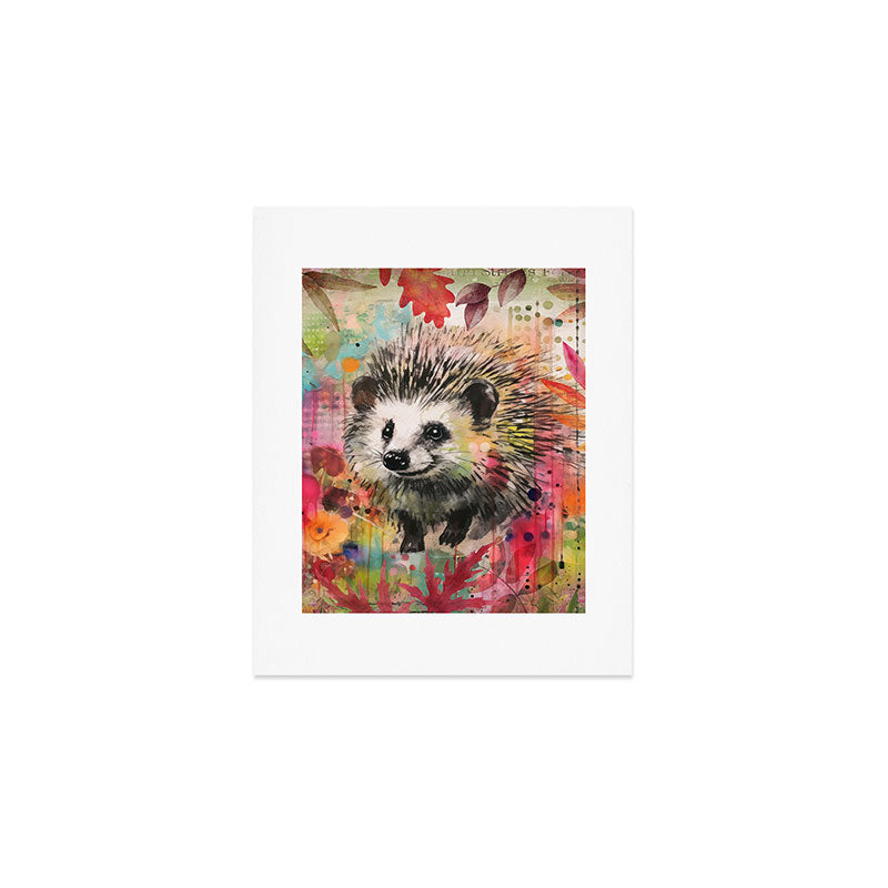 Colorful Hedgehoog Garden Indian Summer Flora And Wildlife Art Print Gallery Image 1
