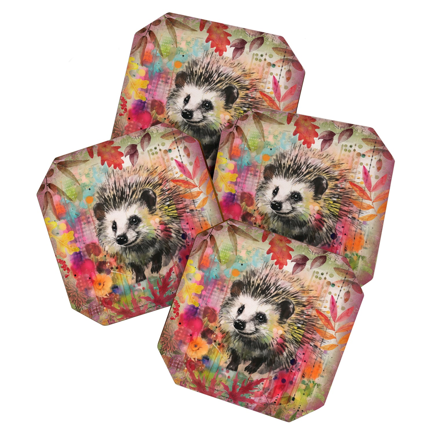 Colorful Hedgehoog Garden Indian Summer Flora And Wildlife Coaster Gallery Image 1