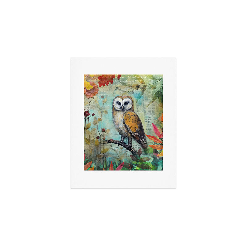 Colorful Owl Forest Garden Indian Summer Flora And Wildlife Art Print Gallery Image 1