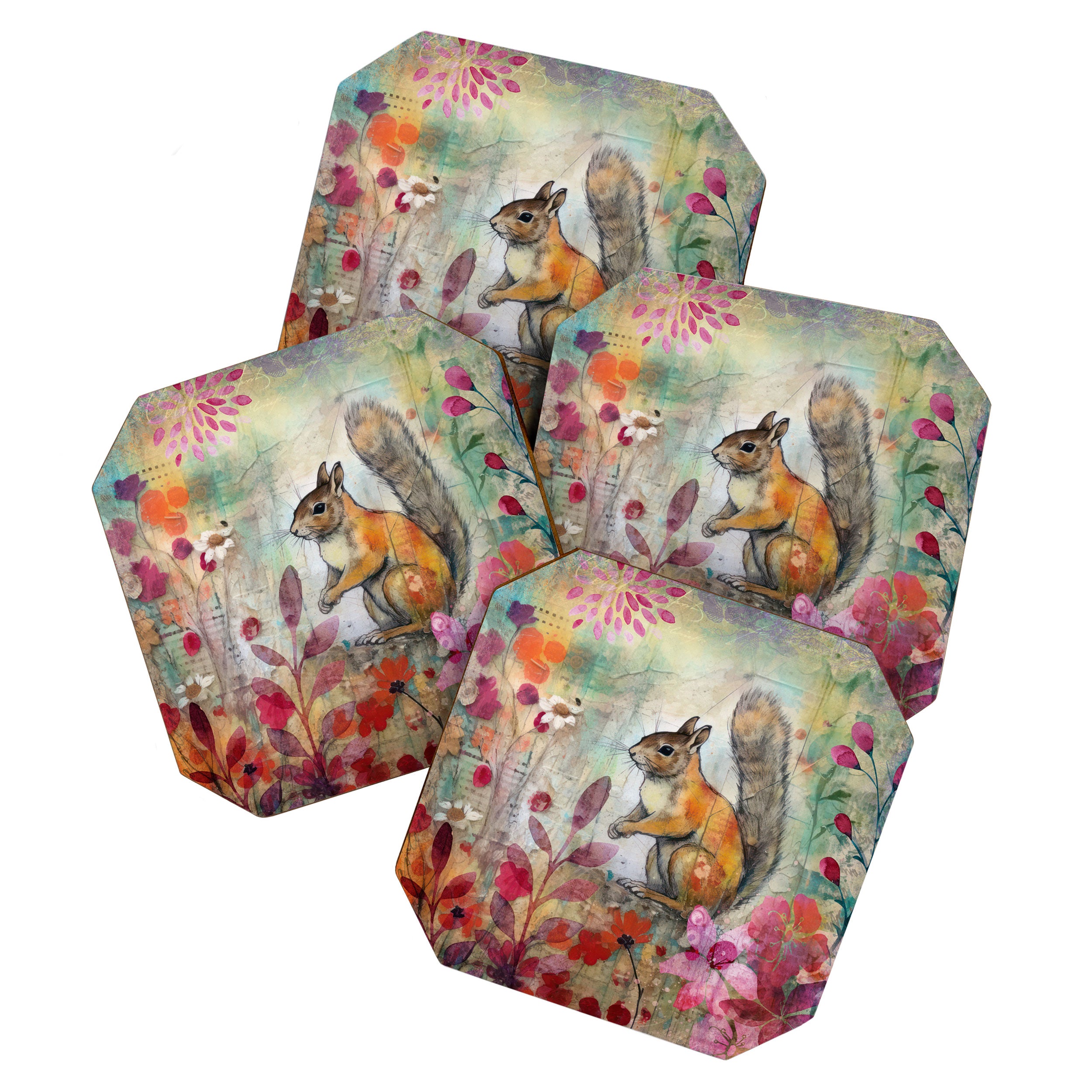 Colorful Squirrel Garden Indian Summer Flora And Wildlife Coaster Gallery Image 1