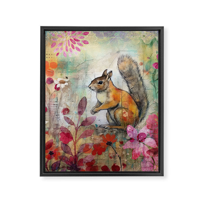 Colorful Squirrel Garden Indian Summer Flora And Wildlife Framed Canvas Print Gallery Image 8