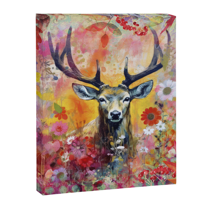 Colorful Wild Deer Indian Summer  Woodland Flora And Wildlife Canvas Print Gallery Image 1