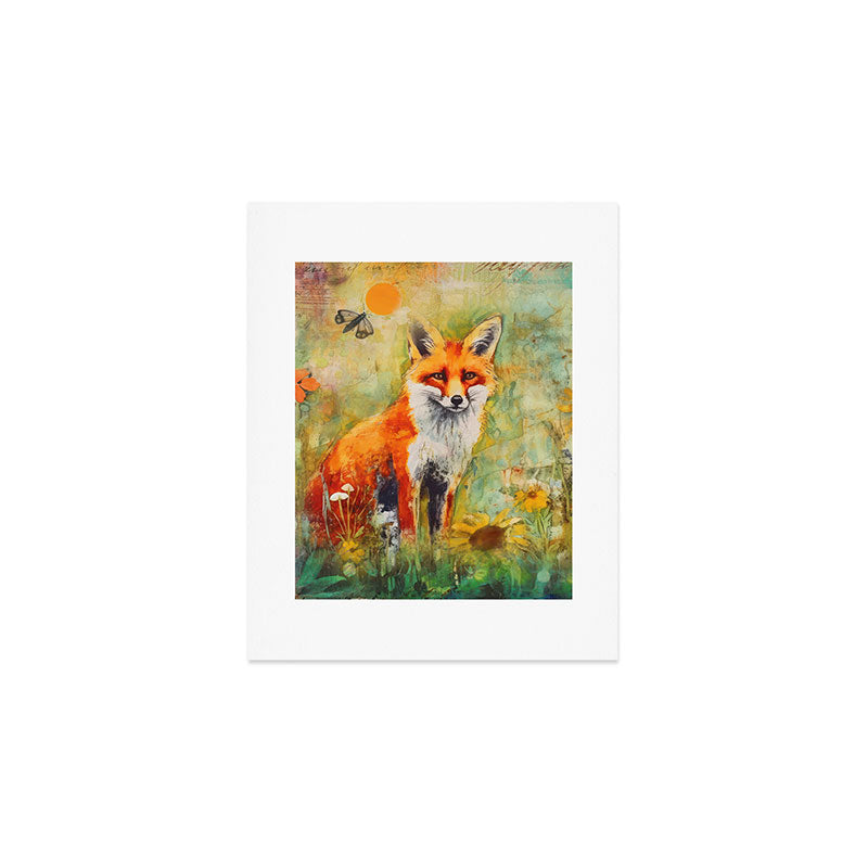 Colorful Wild Fox Indian Summer Woodland Flora And Wildlife Art Print Gallery Image 1