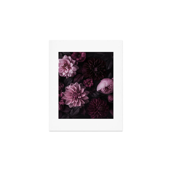 Dark Pink Moody Dahlias And Peonies Art Print Gallery Image 1