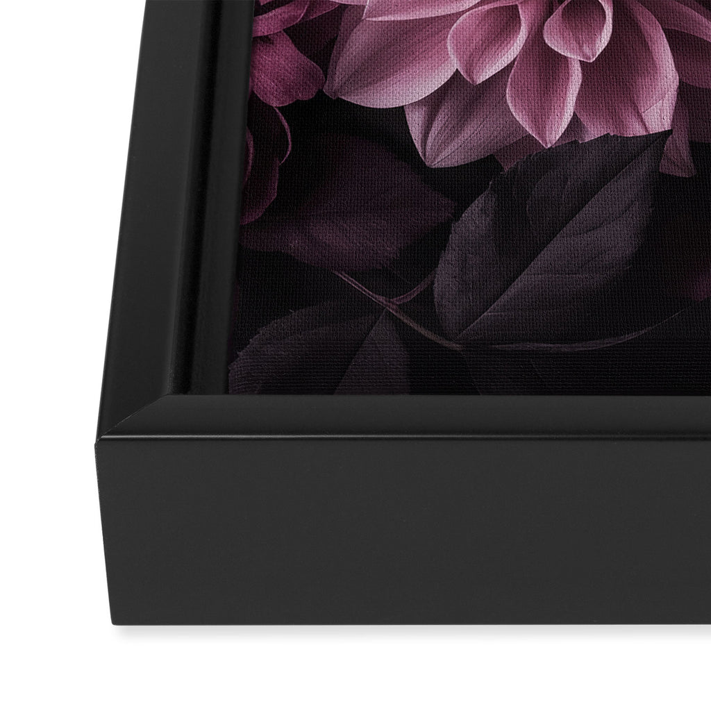 Dark Pink Moody Dahlias And Peonies Framed Canvas Print Gallery Image 3