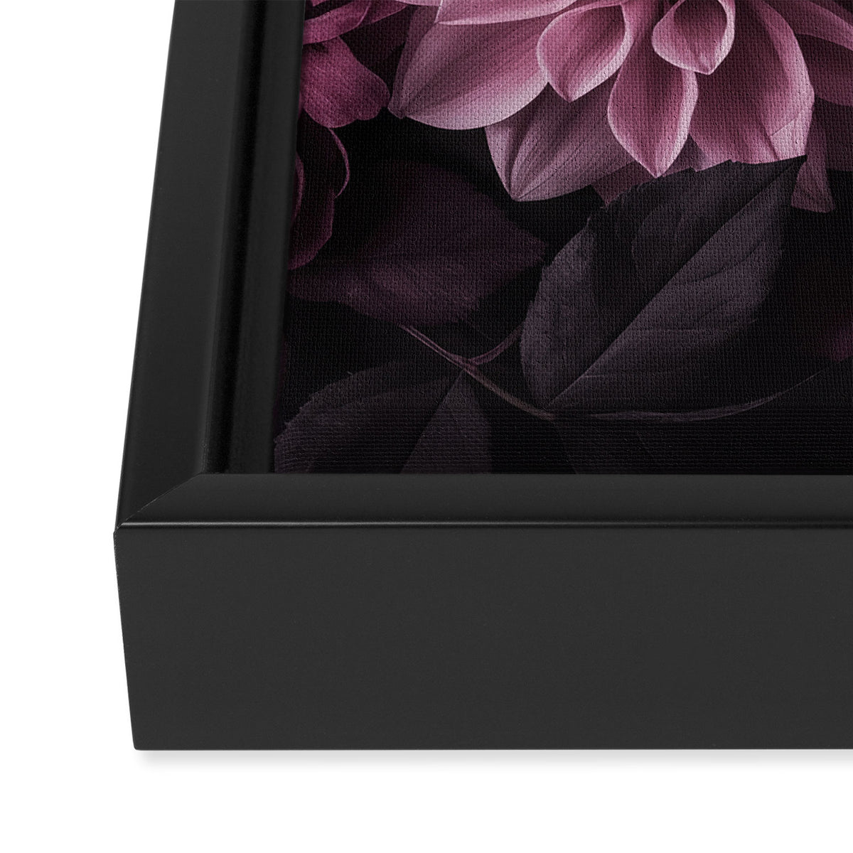 Dark Pink Moody Dahlias And Peonies Framed Canvas Print Gallery Image 3