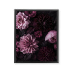 Dark Pink Moody Dahlias And Peonies Framed Canvas Print Gallery Image 6