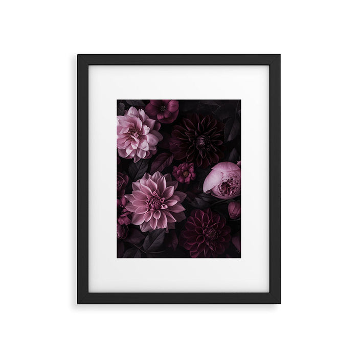 Dark Pink Moody Dahlias And Peonies Framed Art Print Gallery Image 1