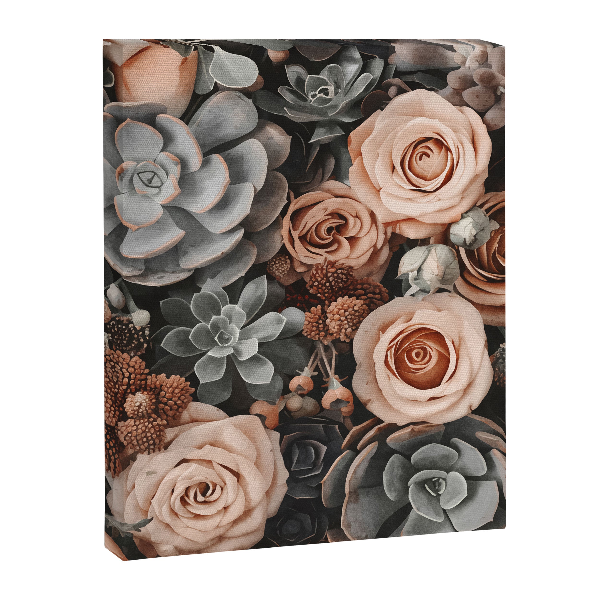 Desert Florals And Succulent Garden Peach Teal Canvas Print Gallery Image 6