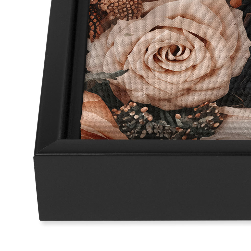 Desert Florals And Succulent Garden Peach Teal Framed Canvas Print Gallery Image 3